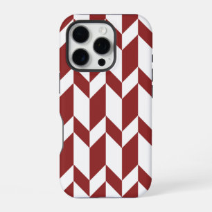 Coque iPhone 16 Pro Flèche Chevron Gras Deux Tons Blancs Rouge