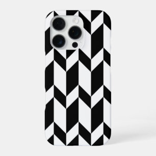 Coque iPhone 16 Pro Flèche Chevron Gras Deux Tons Bleu Noir & Blanc