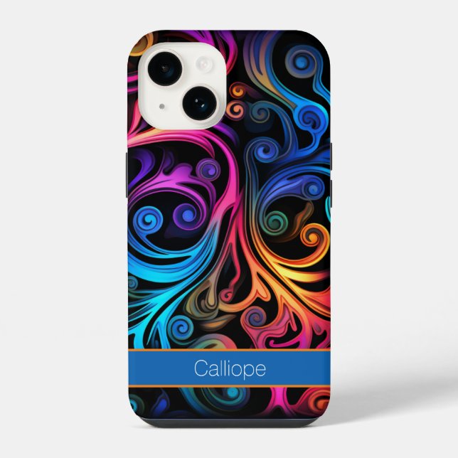 Coque iPhone Flèches Abstraites de couleur néon (Verso)