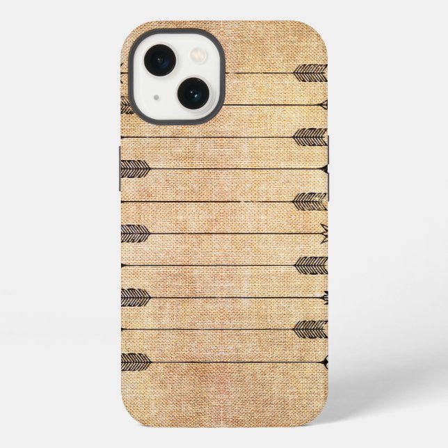 Coque iPhone Flèches rustiques en lin hipster (Verso)