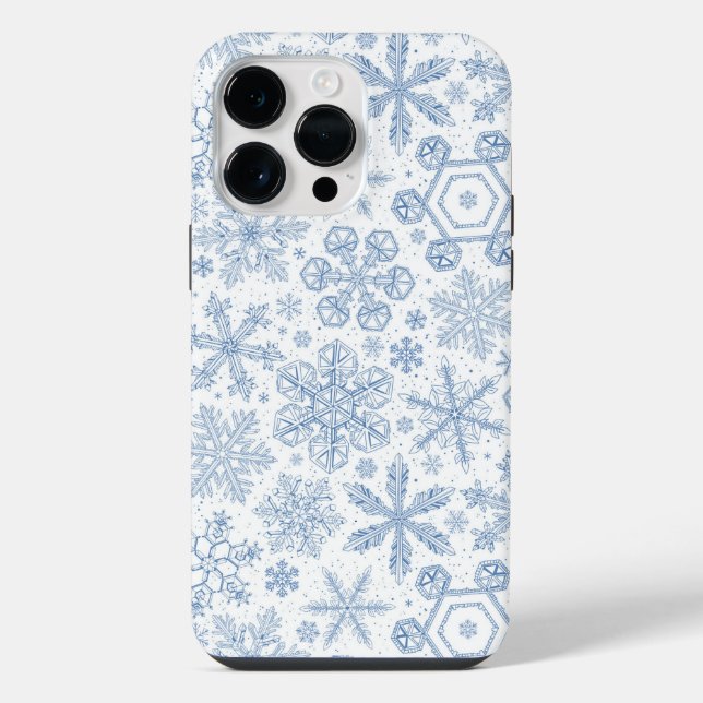 Coque iPhone Fléchettes de neige grises sur blanc (Verso)