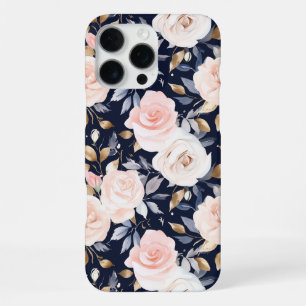 Coque iPhone 16 Pro Max Fleur abstrait bleu rose chic
