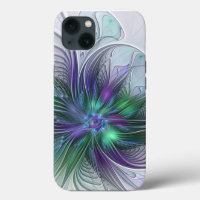 Fleur Abstraite Moderne Art Fractal Vert Violet