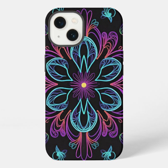 Coque iPhone Fleur abstraite vibrante (Verso)