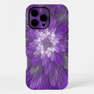 Coque iPhone 16 Pro Max Fleur abstraite violette psychédélique Art fractal