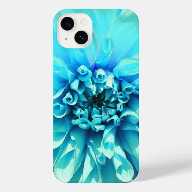 Coque iPhone Fleur bleu clair Dahlia (Verso)