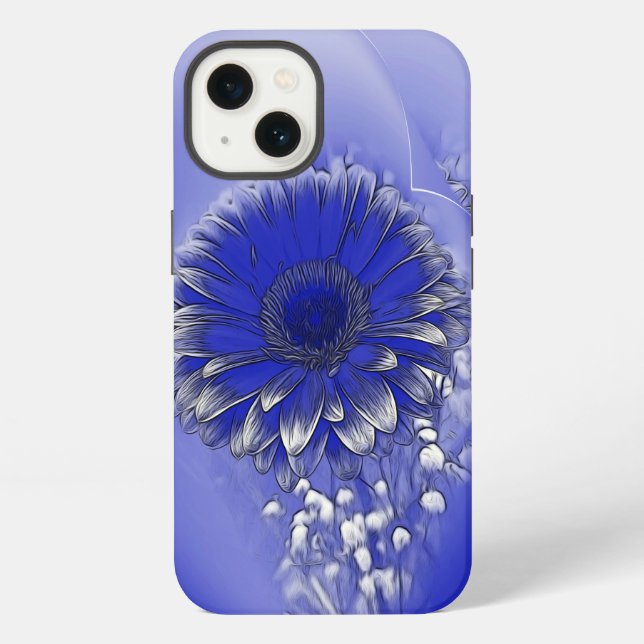 Coque iPhone Fleur bleue (Verso)