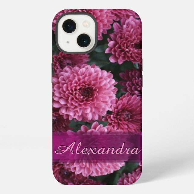 Coque iPhone Fleur Chrysanthemum rose (Verso)