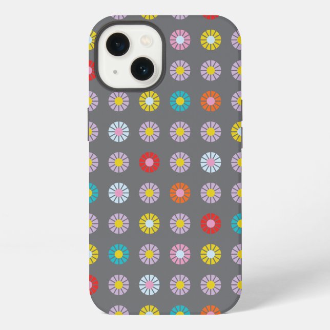 Coque iPhone Fleur Colorée Rétro (Verso)