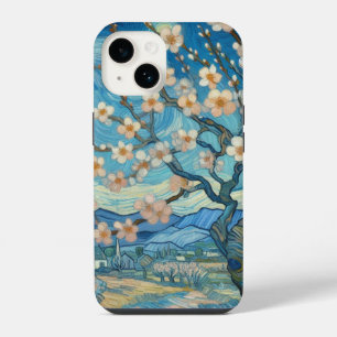 Coque Pour iPhone 14 Fleur d'amandier pour 21e anniversaire bleu-crème 