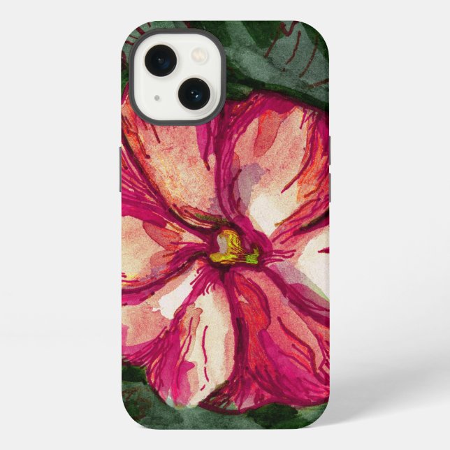 Coque iPhone Fleur de baume rose art (Verso)