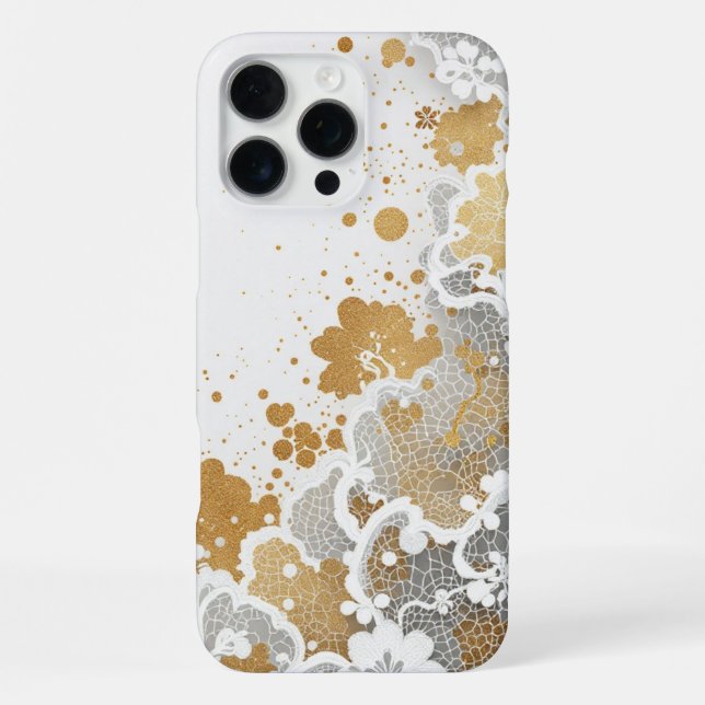 Coque iPhone Fleur de blanc or (Verso)
