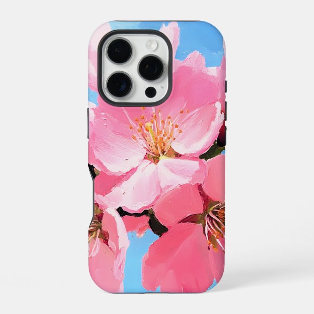 Coque iPhone Fleur de cerisier rose (Verso)