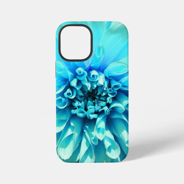 Coque iPhone Fleur de Dahlia Bleu Clair (Verso)