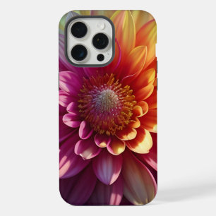 Coque iPhone 15 Pro Max Fleur de Dahlia rose rouge orange jaune violet