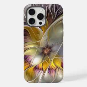 Coque iPhone 15 Pro Max Fleur de fantaisie fractale moderne colorée abstra