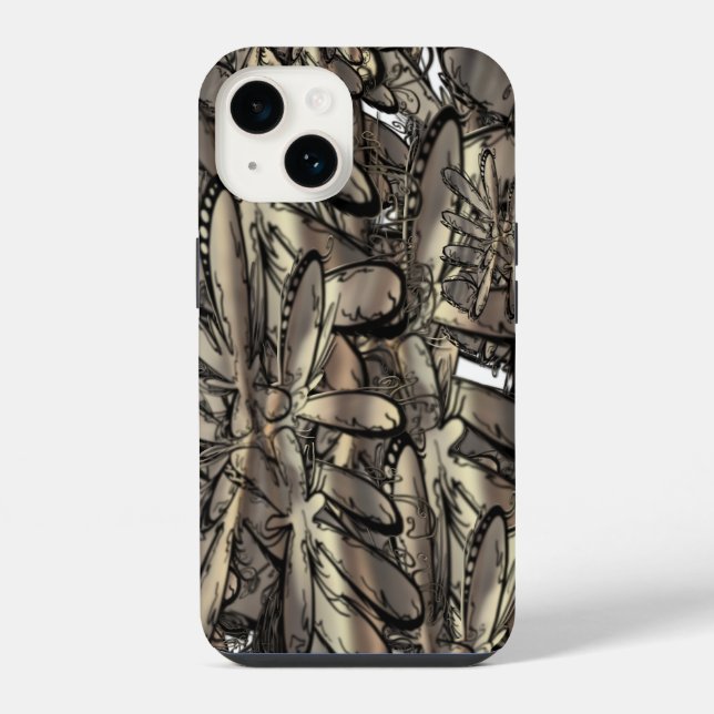 Coque iPhone Fleur de flamme dorée (Verso)