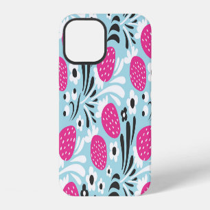 Coque iPhone 12 Fleur de Fraise : Couture sans fin de baie rose.