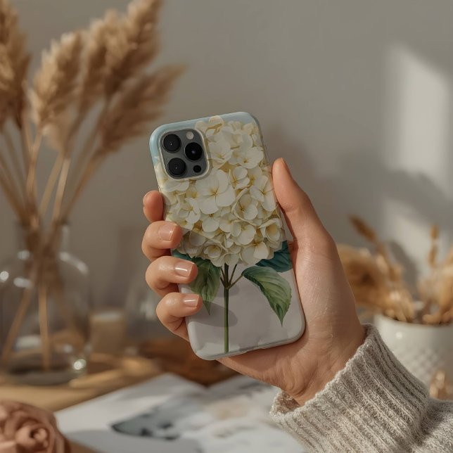 Coque iPhone Fleur de Hydrangea blanche à l'aquarelle délicate (Créateur téléchargé)