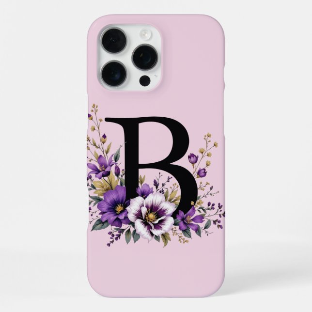 Coque iPhone Fleur de Lavande : Initiale monogrammée 'B'  (Verso)