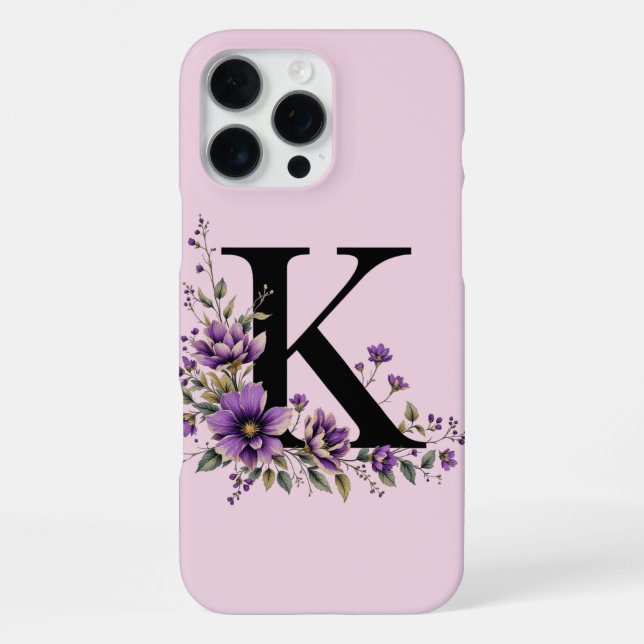 Coque iPhone Fleur de Lavande : Initiale monogrammée 'K'  (Verso)