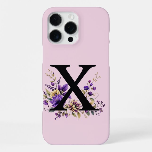 Coque iPhone Fleur de lavande : initiale monogrammée 'X'  (Verso)