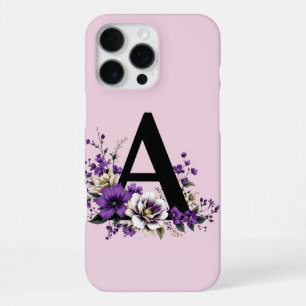 Coque iPhone 16 Pro Max Fleur de lavande : Monogramme Initial 'A'