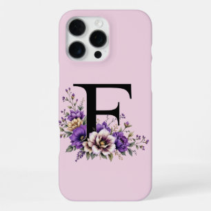 Coque iPhone 16 Pro Max Fleur de lavande : Monogramme Initial 'F'