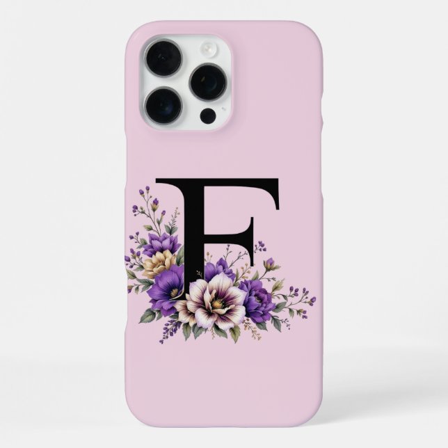 Coque iPhone Fleur de lavande : Monogramme Initial 'F' (Verso)