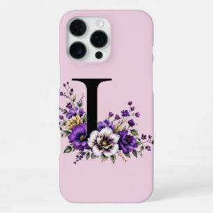 Coque iPhone 16 Pro Max Fleur de lavande : Monogramme Initial 'L'