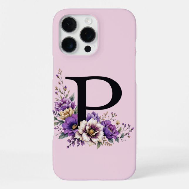 Coque iPhone Fleur de lavande : Monogramme Initial 'P' (Verso)