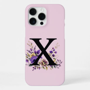 Coque iPhone 16 Pro Max Fleur de lavande : Monogramme Initial 'X'