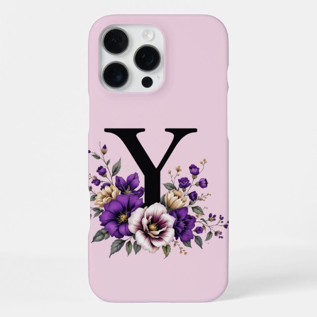 Coque iPhone Fleur de lavande : Monogramme Initial 'Y' (Verso)