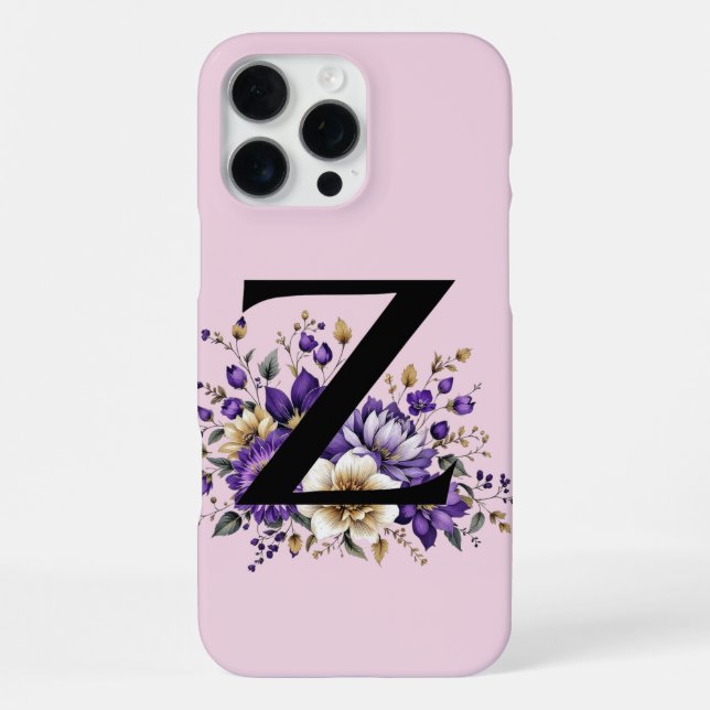 Coque iPhone Fleur de lavande : Monogramme Initial 'Z' (Verso)