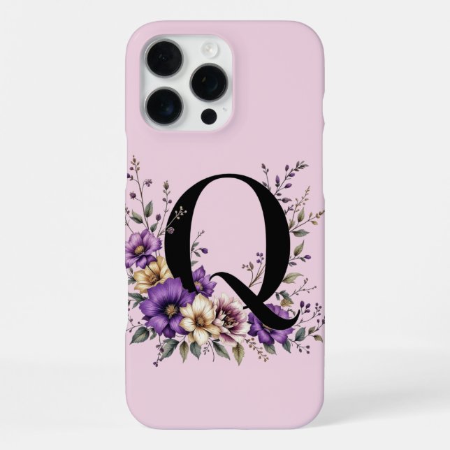 Coque iPhone Fleur de lavande : 'Q' initial monogramme (Verso)
