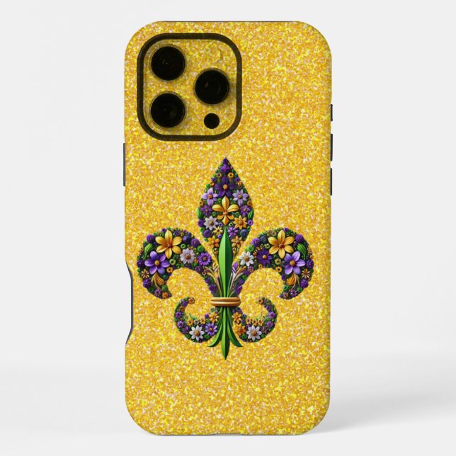 Coque iPhone Fleur de lis Floral Mardi Gras (Verso)