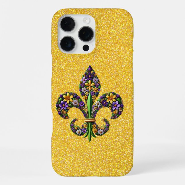 Coque iPhone Fleur de lis Floral Mardi Gras (Verso)
