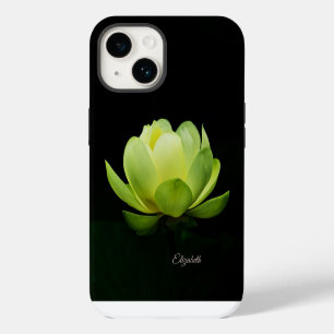 Coque Pour iPhone 14 Fleur de lotus verte noire