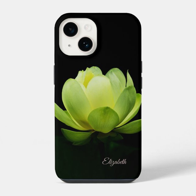 Coque iPhone Fleur de lotus verte noire (Verso)