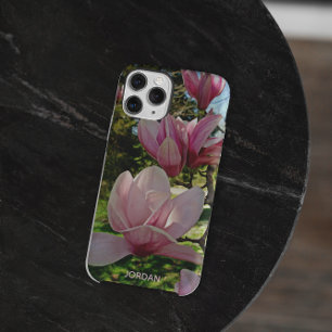 Coque Pour iPhone 14 Fleur de magnolia personnalisée rose