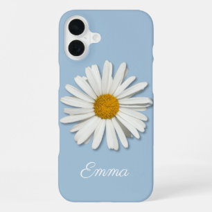 Coque iPhone 16 Plus Fleur de marguerite tendance - Mode florale bleue