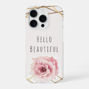 Coque iPhone 16 Pro Fleur de paonée florale rose et or Glam personnali