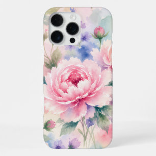 Coque iPhone 16 Pro Max Fleur de pivoine à l'aquarelle