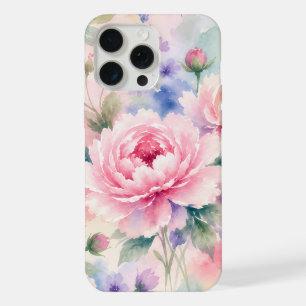 Coque iPhone 15 Pro Max Fleur de pivoine aquarelle