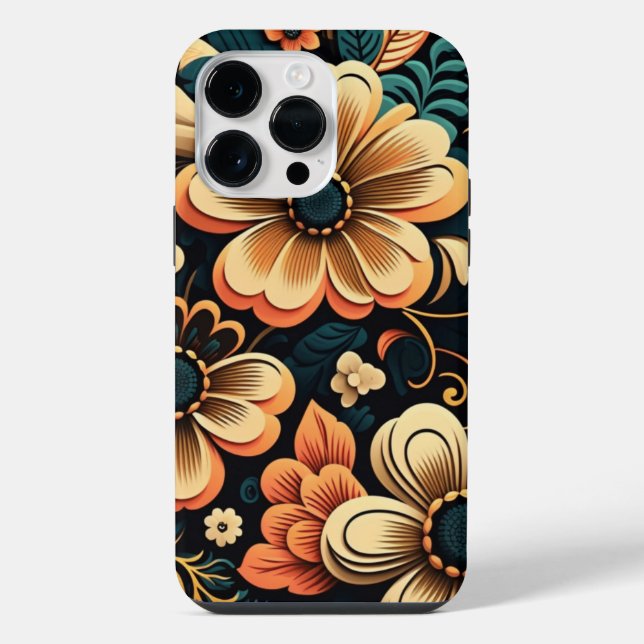 Coque iPhone Fleur de pouvoir rétro boho (Verso)