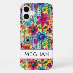 Coque iPhone 16 Plus Fleur de pouvoir rétro groove personnalisée