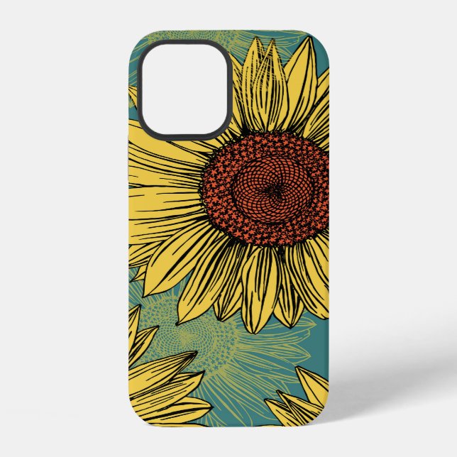 Coque iPhone Fleur de soleil à main bleu (Verso)