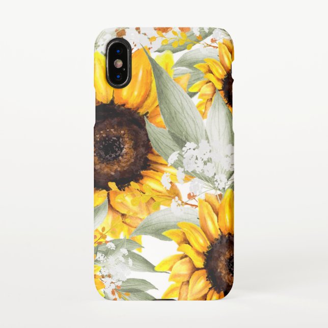 Coque iPhone Fleur de tournesol Jaune Floral Rustique Automne F (Dos)
