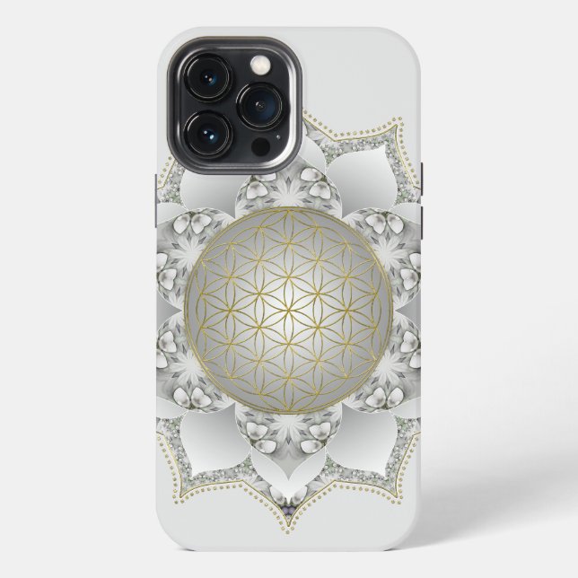 Coque iPhone Fleur de Vie - Mandala Fleurs 1 (Verso)