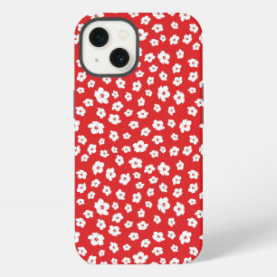 Etui iPhone 13 Fleur d'hibiscus festive Noël rouge blanc